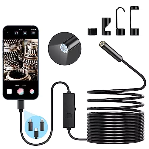 URAQT Endoscopio 1080P HD WiFi con LED, Sonda Impermeabile IP67, Compatibile iOS e Android