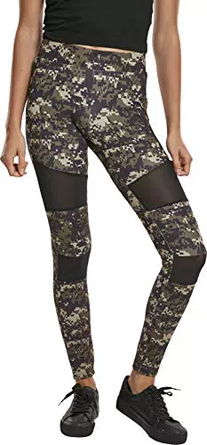 URBAN CLASSICS Leggings Donna Motivo Mimetico con Retina Trasparente