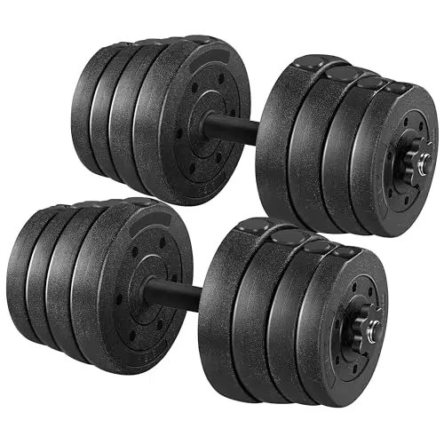 Yaheetech Set 2 Manubri Palestra Casa 16 Piastre Diversi Pesi Coppia Manubrio Regolabile 30 KG Nero