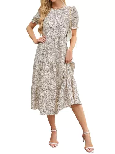 Zetieny Abito Lungo Estivo da Donna Elegante Stampa Leopardo