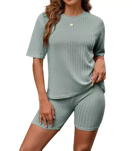 Zetieny Completi da Donna 2 Pezzi Casual Tute da Ginnastica Jogger Set Pigiama Estivi Abbigliamento Lounge a Tinta Unita
