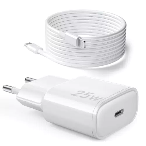 Apple Caricatore Rapido 25W per iPhone 14/13/12/11 con Cavo USB-C a Lightning