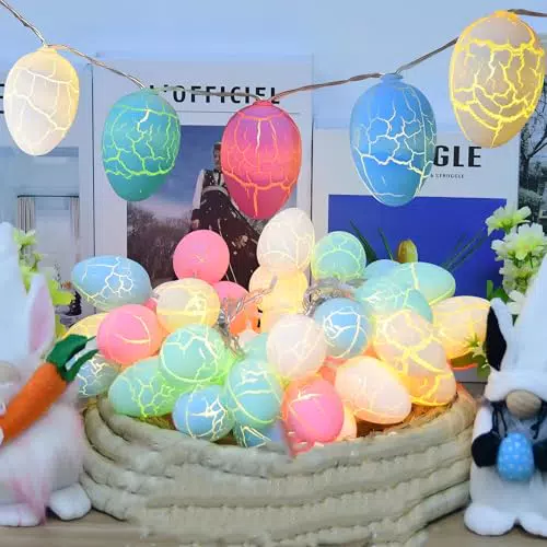 Bigwhale Luci Fatate di Pasqua a LED con Timer per Feste e Decorazioni Indoor