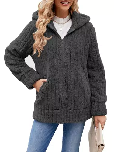 ABYOVRT Felpa con Cappuccio Donna Oversize in Pile Teddy Bear Elegante