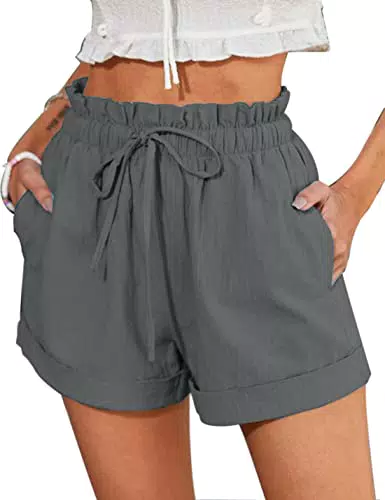 ABYOVRT Pantaloncini Estivi Donna con Coulisse Vita Alta e Tasche Casual
