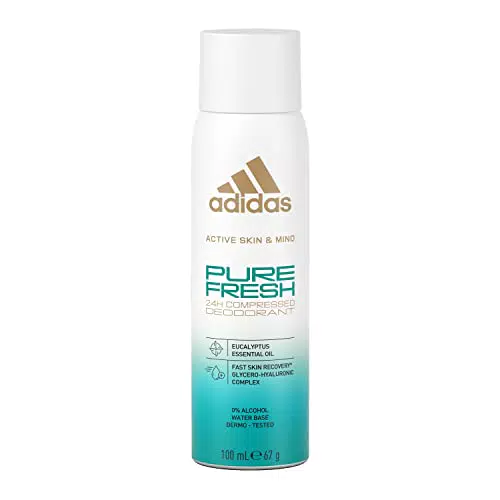 Adidas Pure Fresh Deodorante Spray Unisex, 24 Ore di Protezione, 100 ml