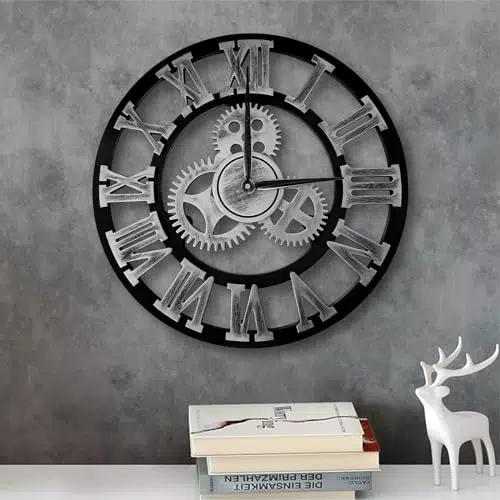 Aleenfoon Orologio da Parete al Quarzo Silenzioso Vintage con Numeri Romani