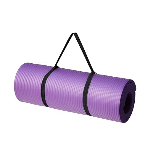 Amazon Basics Tappetino Yoga Extra Spesso con Corde per il Trasporto