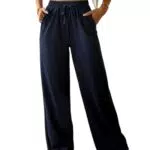 Atxnn Pantaloni Donna Elasticizzati, Gamba Larga, Vita Alta, Casual con Tasche