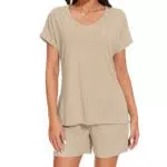 Atxnn Pigiama Donna Elegante Scollo a V con Maniche Corte e Pantaloncini