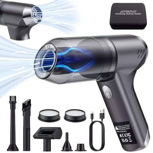 AUTOUTLET Aspirapolvere Elettrico Portatile Brushless 11000 PA per Auto e Casa
