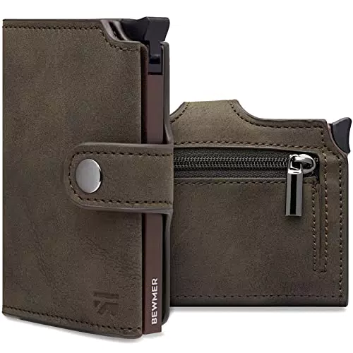BEWMER v2 Portafoglio Uomo Slim in Similpelle con Protezione RFID Anticlonazione