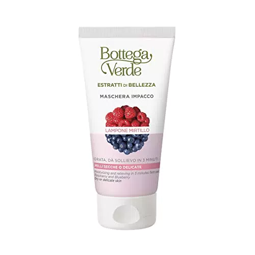 Bottega Verde Maschera Idratante Lampone e Mirtillo per Pelli Secche e Delicate