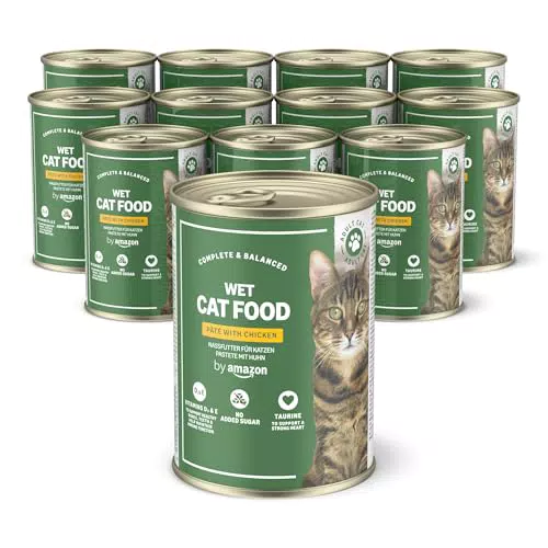 Amazon Cibo umido per gatti senza cereali, paté di pollo in barattolo