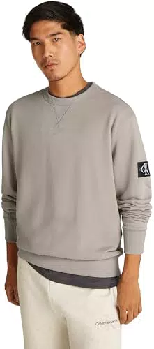 Calvin Klein Felpa Badge Crew Neck in Cotone per Uomo