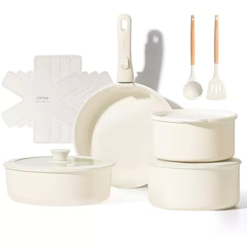 CAROTE Set pentole e padelle in ceramica antiaderenti con manico staccabile