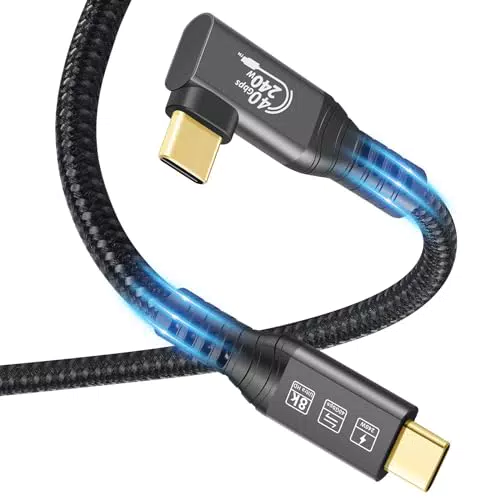 Cavo Thunderbolt 4 USB4 240W 40Gbps HDR 8K @ 60Hz USB-C a 90° per MacBook M2 M3