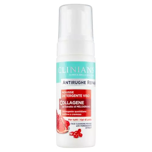 Clinians Mousse Detergente Viso Antirughe Repair, Formula Delicata e Dermocompatibile