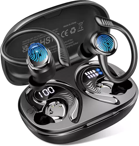 Brand - Cuffie Bluetooth 5.4 con Cancellazione Rumore e Display LED, Impermeabili IP7