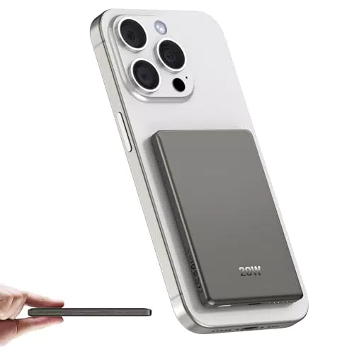 Dbasne Power Bank Magnetico 5000mAh, Ricarica Rapida PD QC 3.0 Wireless