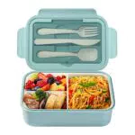 Diboniur Lunch Box Porta Pranzo con Posate e 3 Scomparti per Ufficio e Picnic