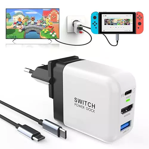 Nintendo Switch Docking Station 36W con Alimentatore GaN 3 Porte Portatile