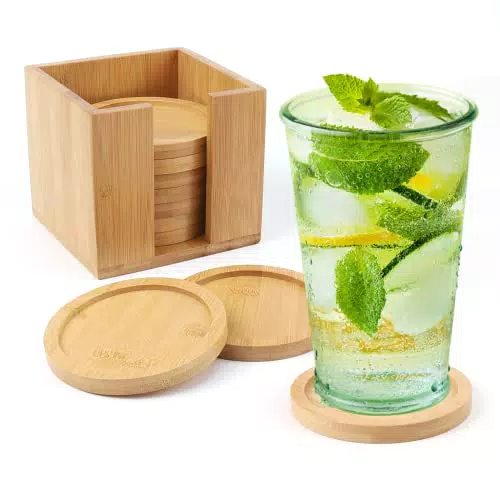 Dreamhigh Sottobicchieri in Legno Assorbenti con Portaoggetti Protettivi