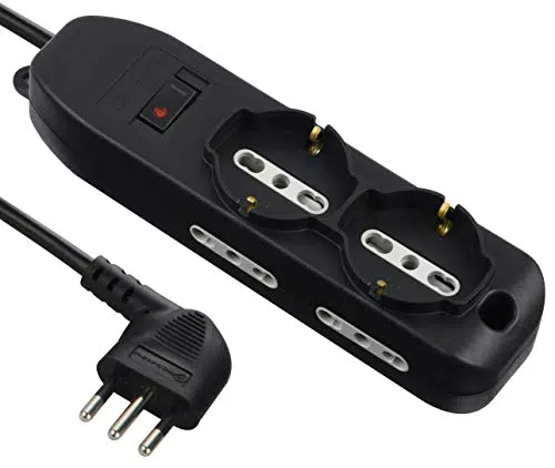 Electraline Multipresa 6 Posti 10/16A con Cavo da 2 m e Spina Piccola 10A