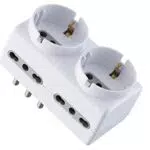 Electraline Adattatore Multipresa Tedesca 6 Posti 2 Schuko e 4 Bivalenti 10/16A