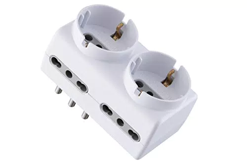 Electraline Adattatore Multipresa Tedesca 6 Posti 2 Schuko e 4 Bivalenti 10/16A