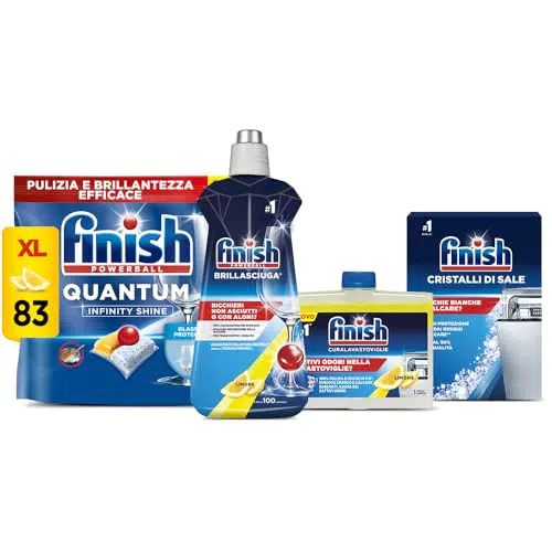 Finish Kit Lavastoviglie Quantum Infinity Shine con Brillantante e Curalavastoviglie