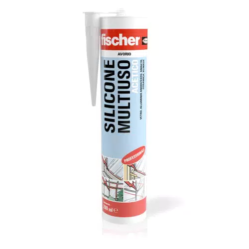 Fischer Silicone Acetico Multiuso SAM 280 ml - Sigillante Antimuffa per Bagno e Cucina