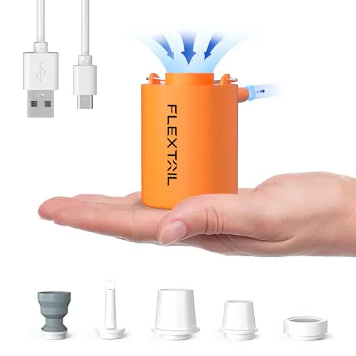 FLEXTAILGEAR Mini Pump Elettrica Portatile con Batteria Ricaricabile e Ugelli Multifunzione