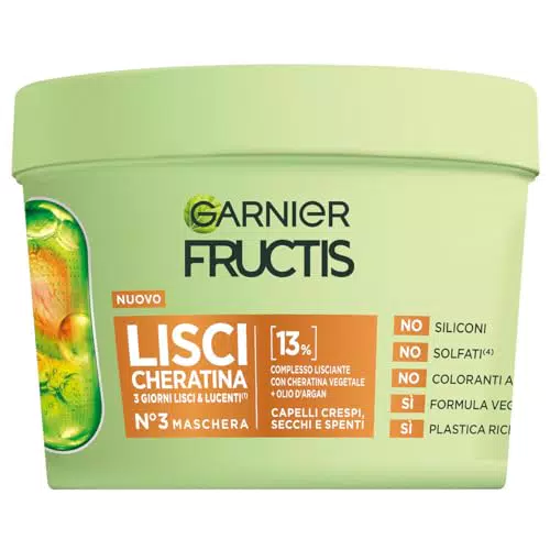 Garnier Fructis Maschera Liscianti con Cheratina Vegetale e Olio di Argan
