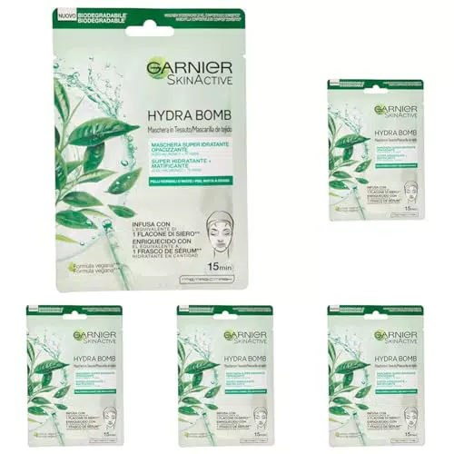 Garnier SkinActive Hydra Bomb Maschera Viso in Tessuto Super Idratante Opacizzante per Pelli Miste o Grasse