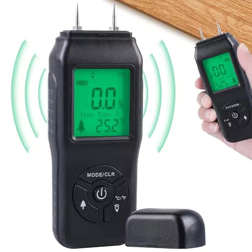 GOEDCH Misuratore di Umidità Digitale Portatile a Pin con Display LED Retroilluminato