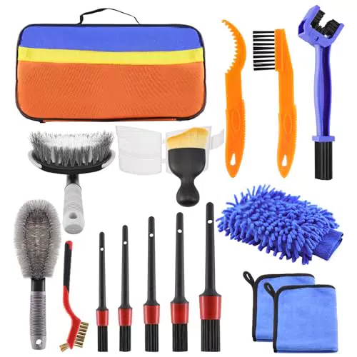 GOLDEROC Set Spazzole per Pulizia Cerchioni Auto, Moto e Biciclette