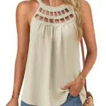 GRACE KARIN Top da Donna Top Sexy con Collo Appeso Top Estivi Senza Maniche Top scavati Albicocca