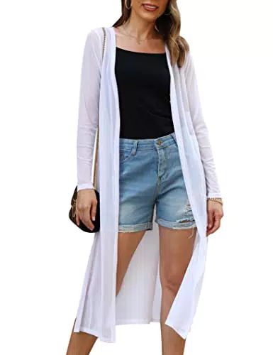 Gyabnw Cardigan Donna Lungo Manica Lunga Leggero e Traspirante per Primavera Estate
