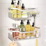 HapiRm Mensola Doccia Adesiva in Acciaio Inox con Ganci Porta Sapone e Shampoo