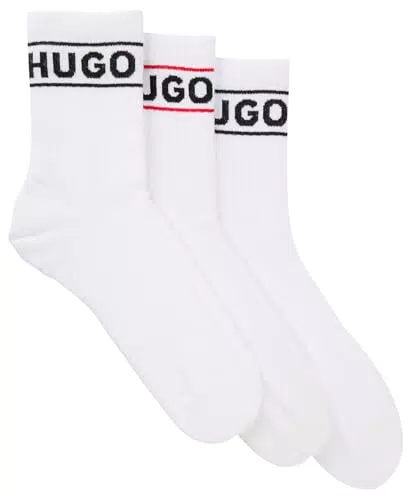 HUGO 3P Qsrib Sporty CC W Quarter_Socks, Bianco 100