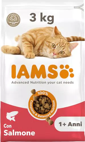 IAMS Cibo Secco con Salmone per Gatti Adulto - Nutrizione Completa e Gustosa