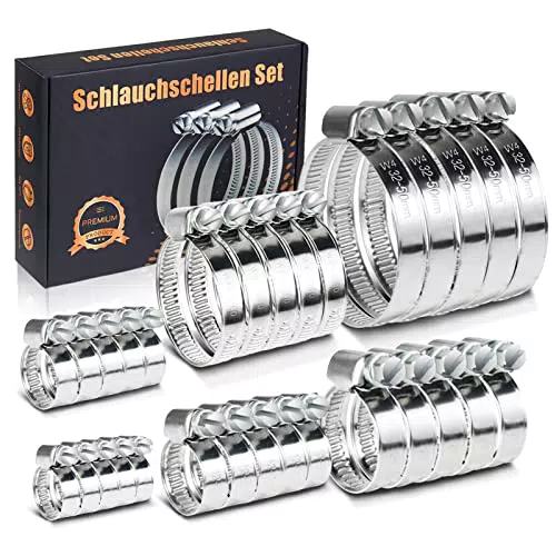 InduSKY Morsetti in Acciaio Inox W4 per Tubi - Fascette a Vite per Auto e Giardino