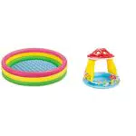 Intex Piscina 3 Anelli 147x33 cm e Piscina Baby Fungo 102x89 cm