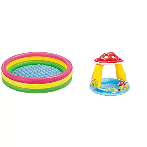Intex Piscina 3 Anelli 147x33 cm e Piscina Baby Fungo 102x89 cm