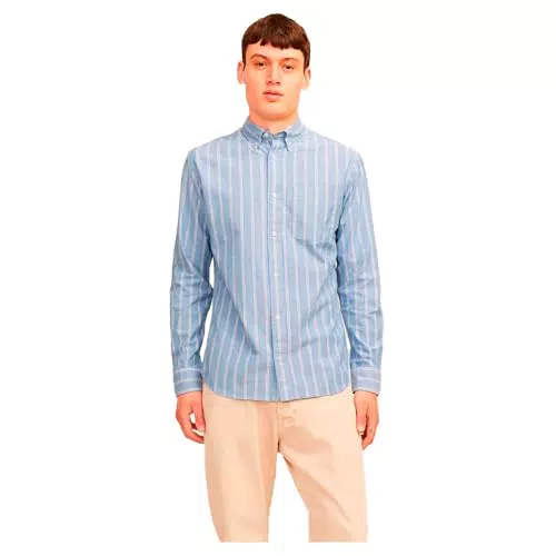 Jack & Jones Jprbrook Camicia Oxford Slim Fit a Manica Lunga