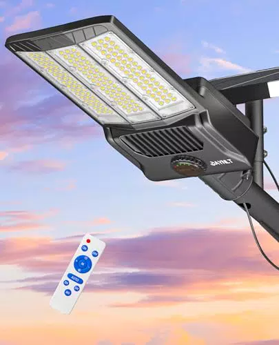 JAYNLT Y-6500W Lampione Solare LED Esterno 6500K IP67 con Telecomando per Sicurezza