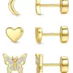 JeweBella Orecchini Donna in Argento 925 e Oro Placcato 14K Impilabili
