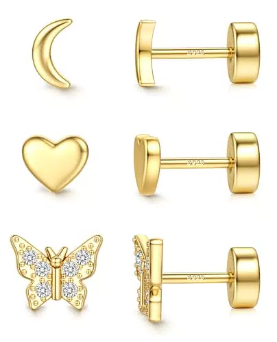 JeweBella Orecchini Donna in Argento 925 e Oro Placcato 14K Impilabili