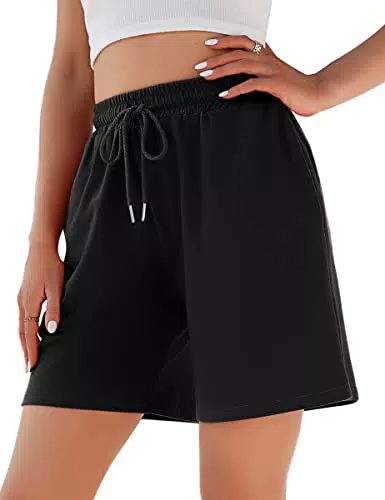 Jezonga Pantaloncini Donna Estivi Sportivi in Cotone Vita Alta con Tasche